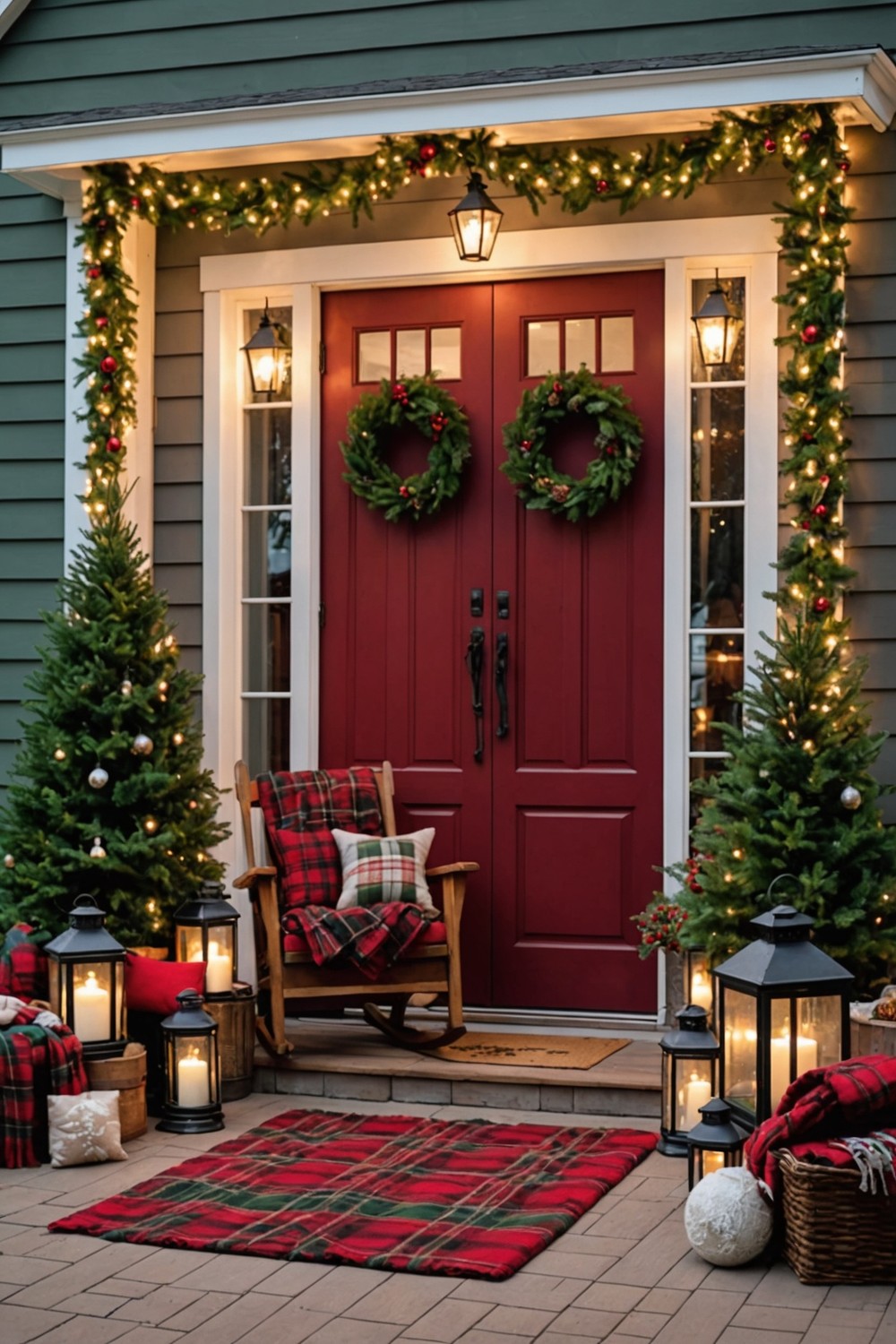 Cozy Cabin-Inspired Christmas Porch with Plaid