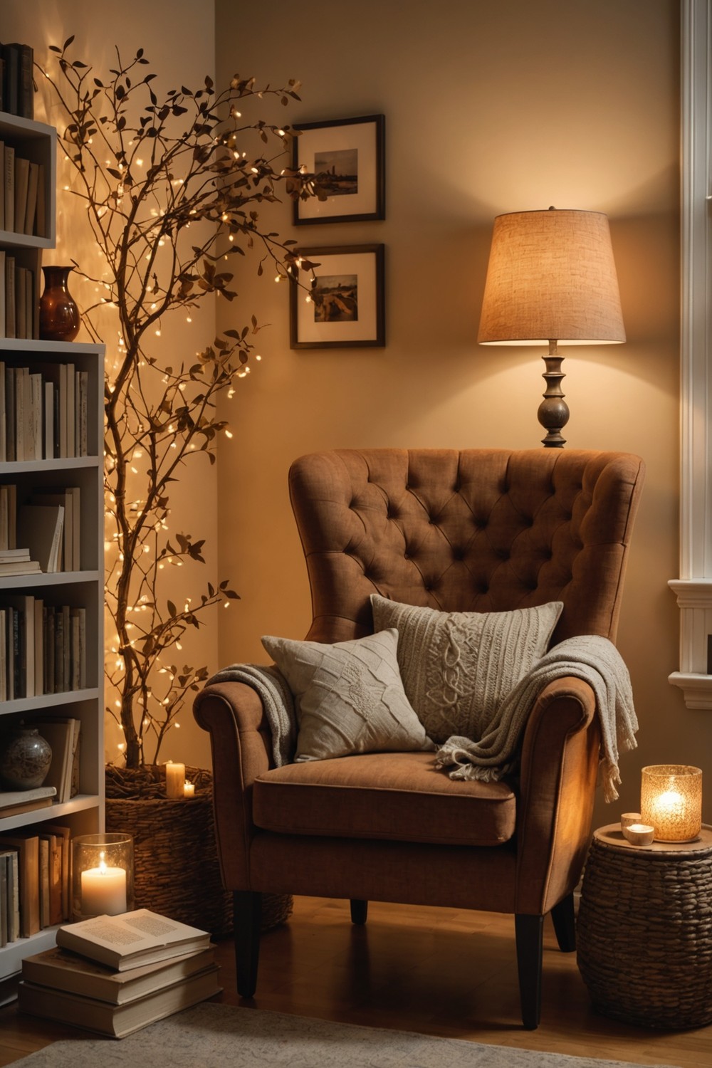 Cozy Lighting with Table Lamps and Fairy Lights