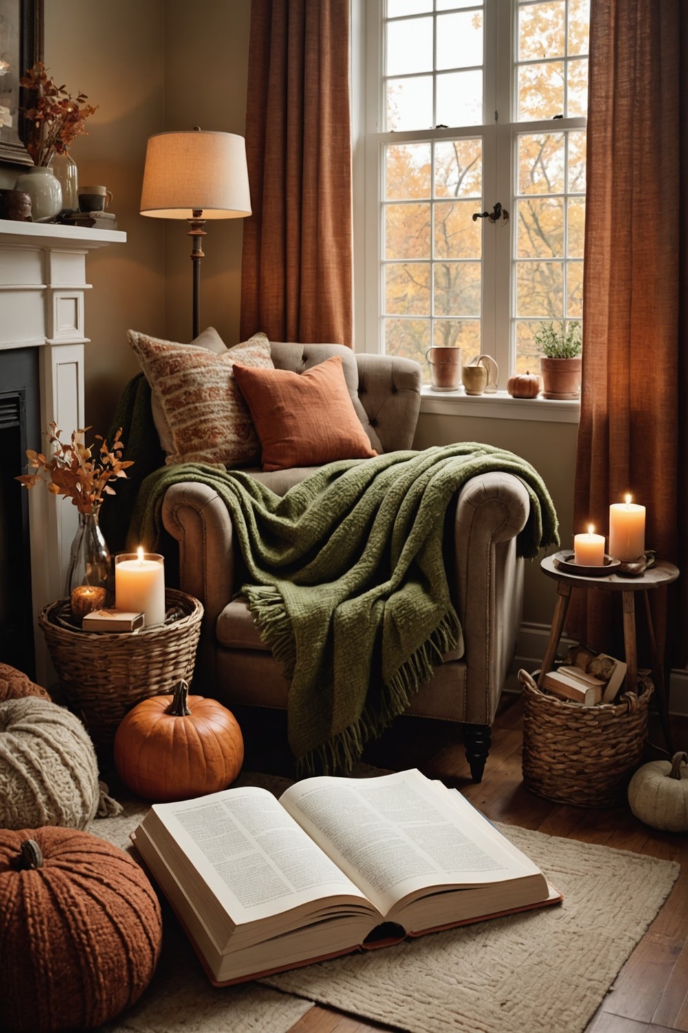 Cozy Reading Nook with Plush Blankets