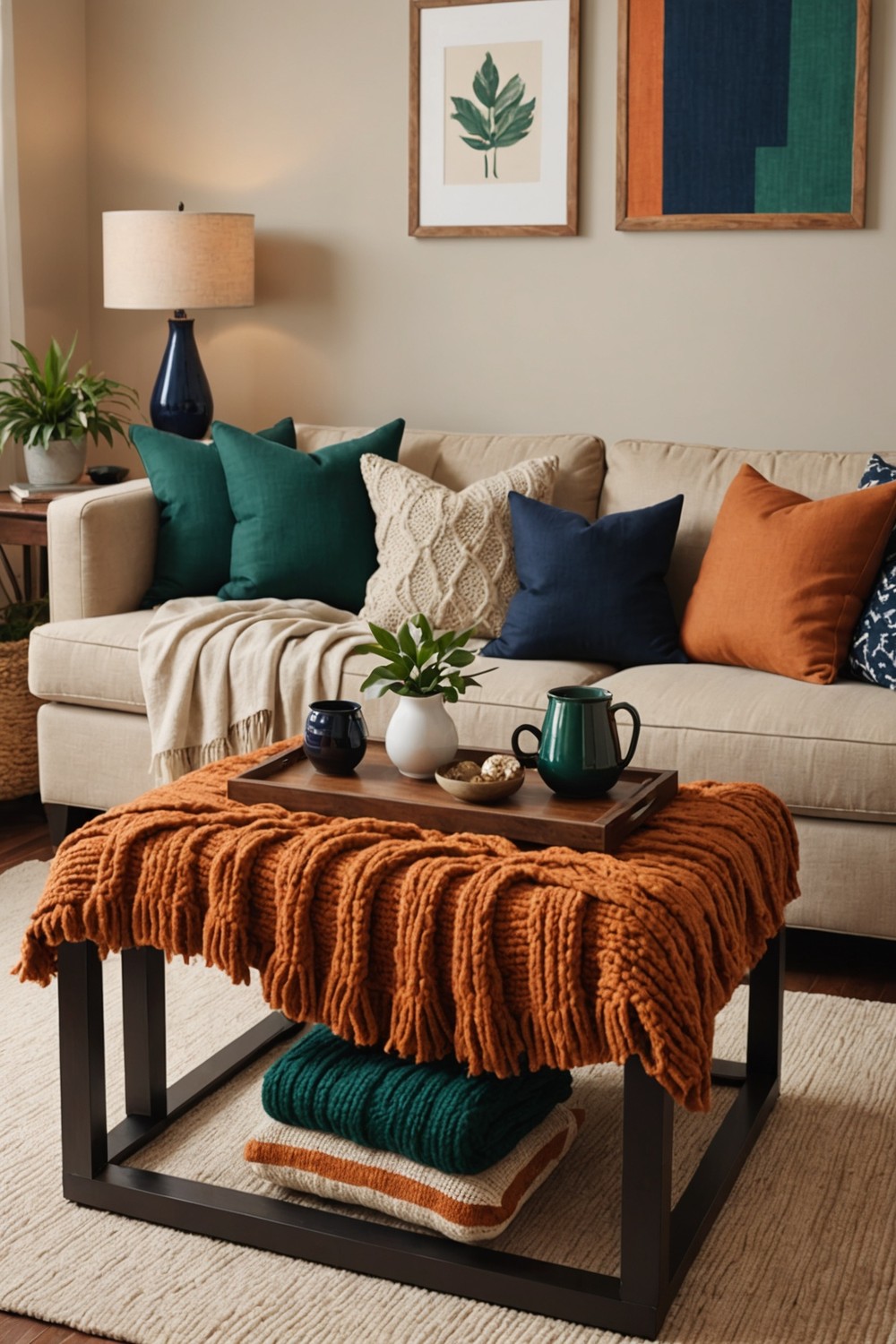 Cozy Throws and Pillows in Rich Colors