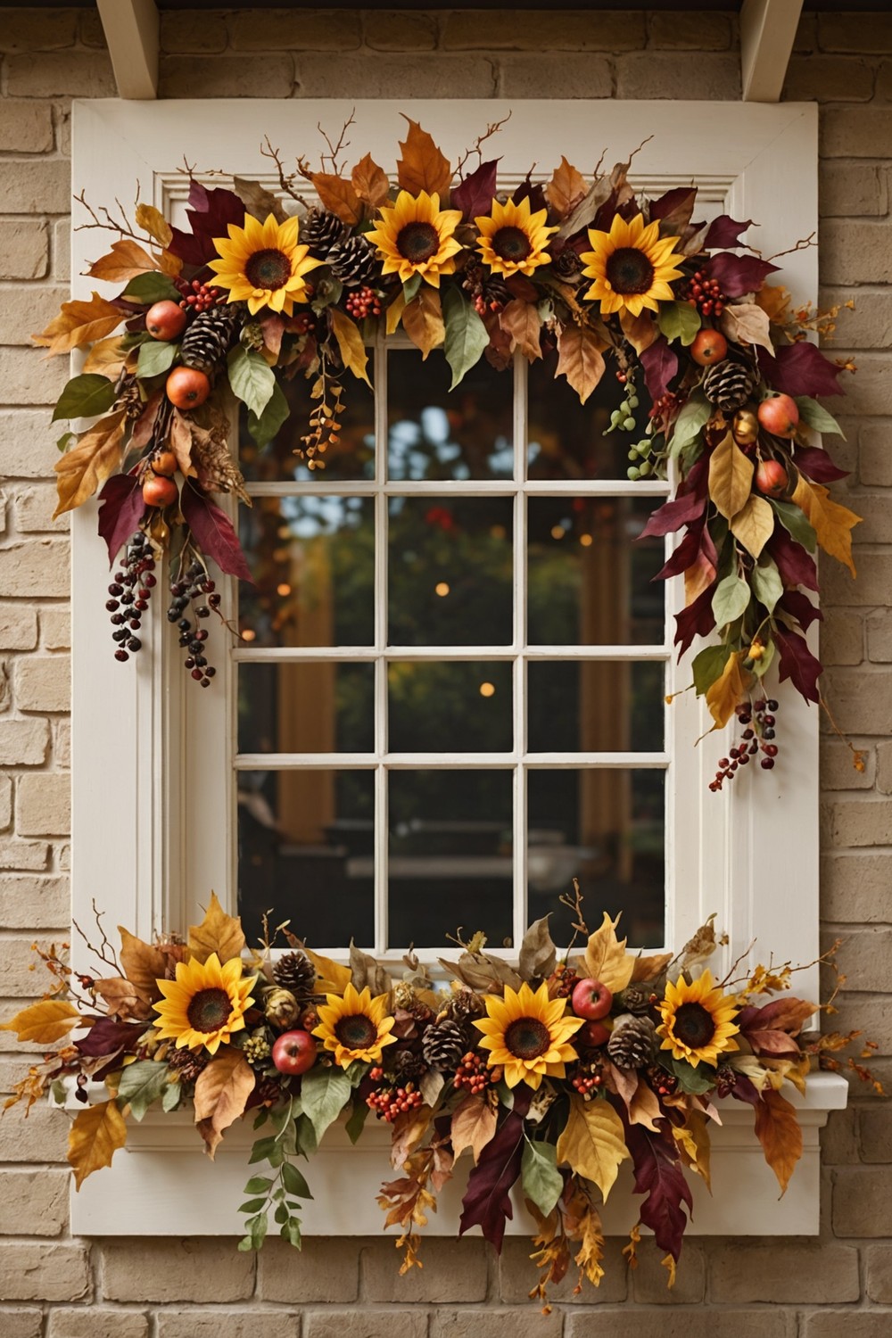 Cozy Window Decor with Fall-inspired Swags