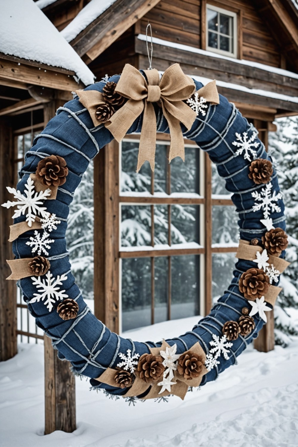 Denim and Burlap Wreath