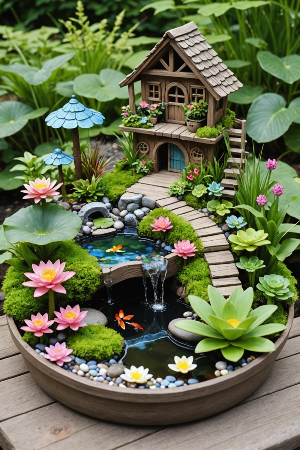 DIY Miniature Pond Fairy Garden