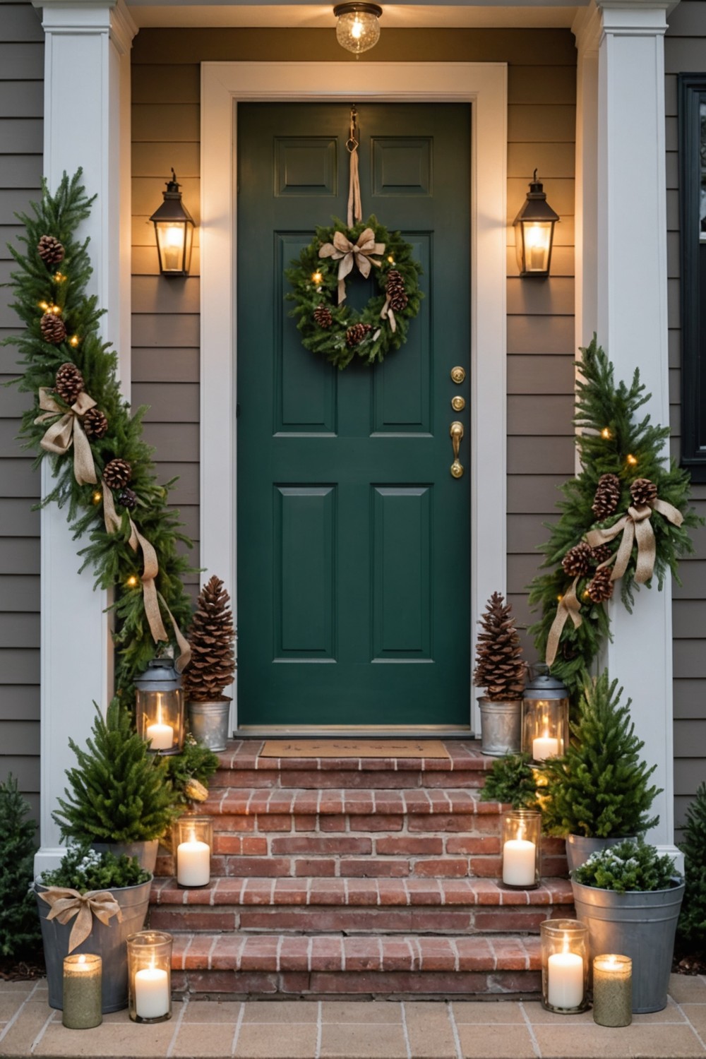 Elegantly Simple Christmas Porch with Garlands