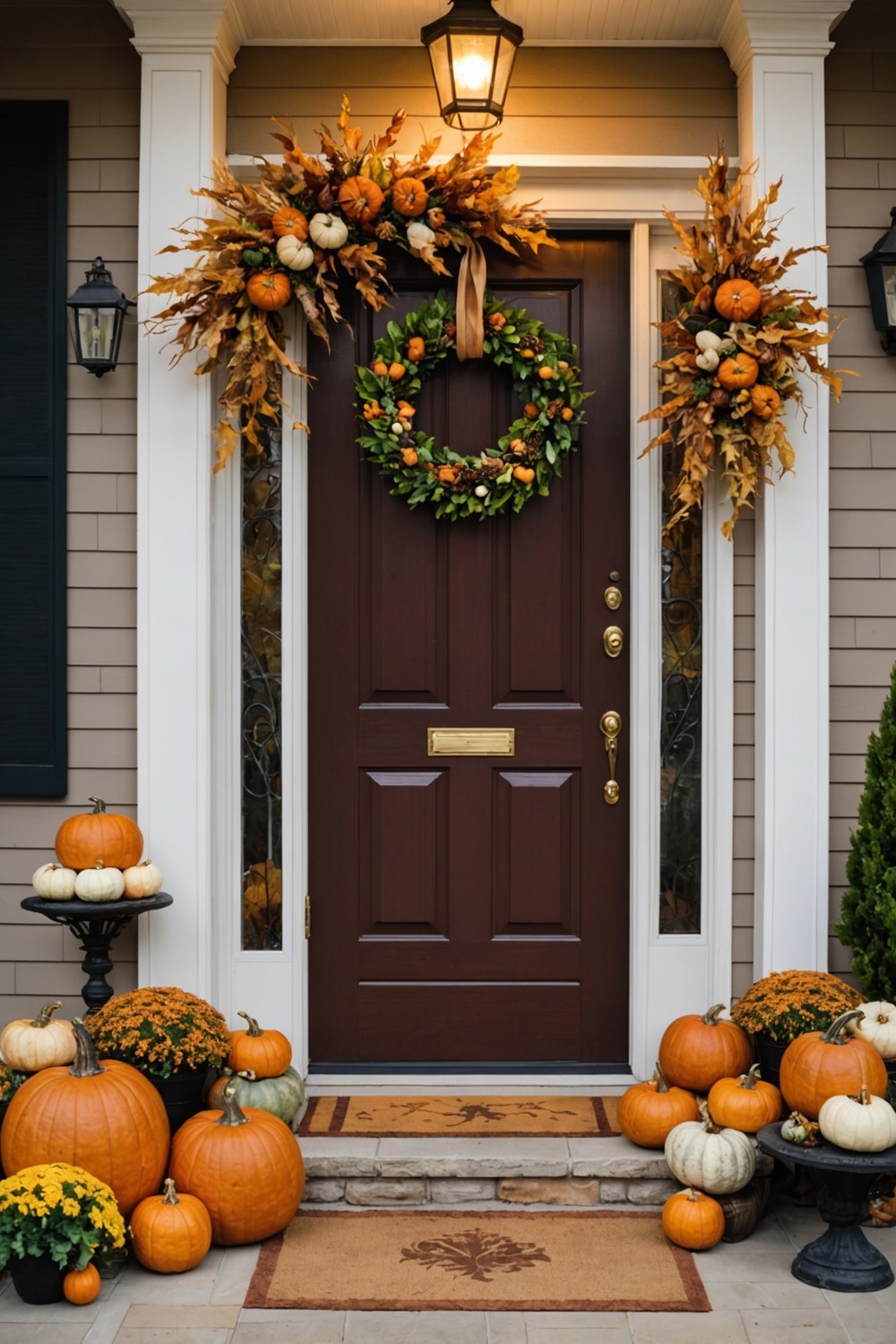 Faux Suede Pumpkin Door Hanger with Ribbon