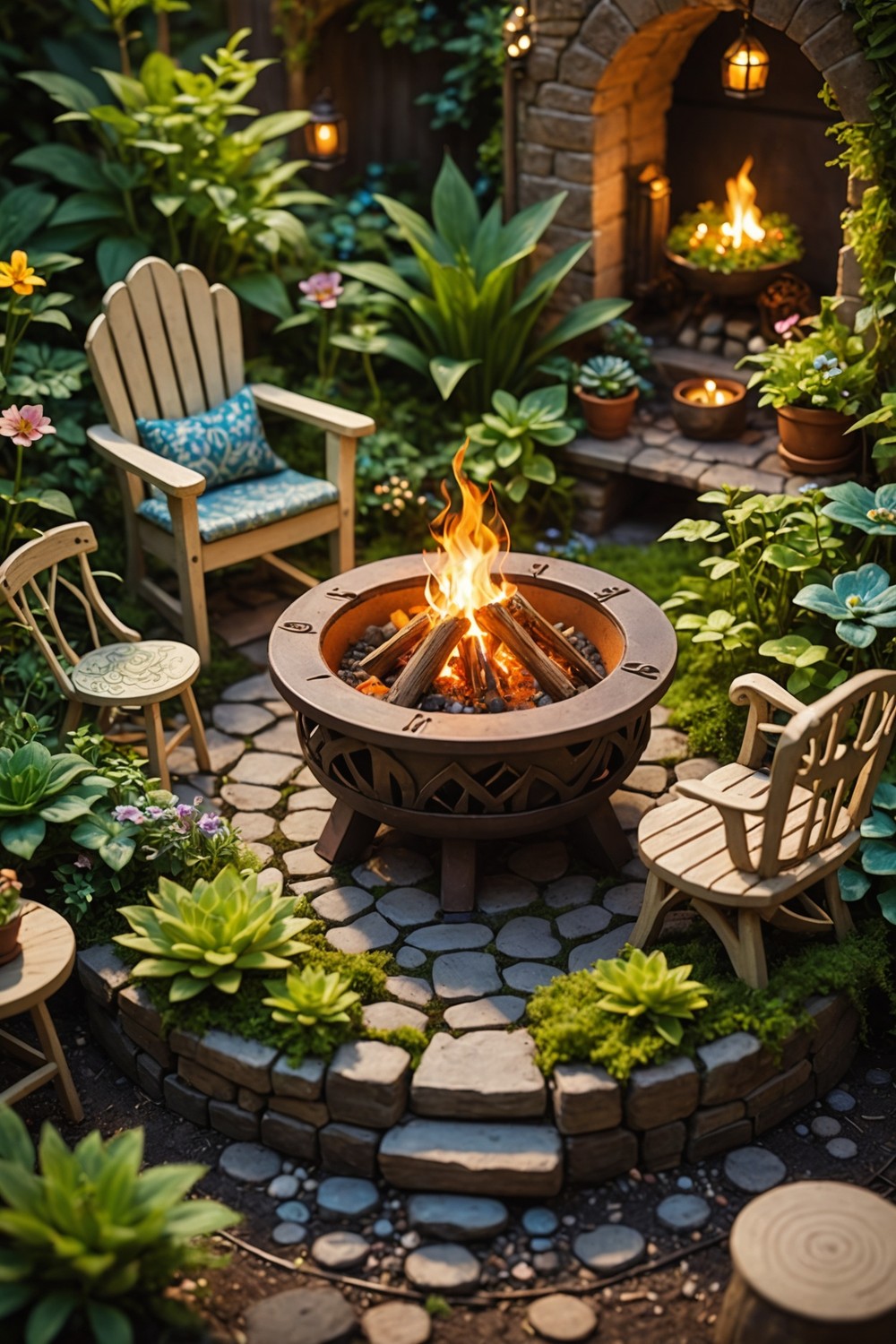 Fire Pit Fairy Garden