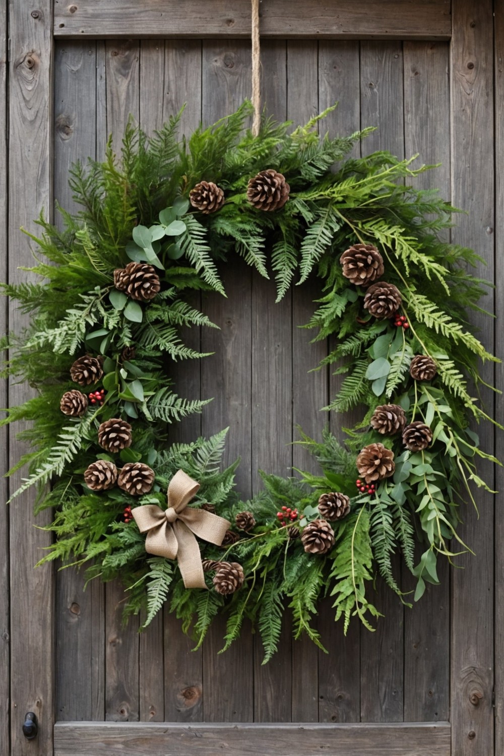 Fresh Greenery Wreaths with Burlap and Twine Accents