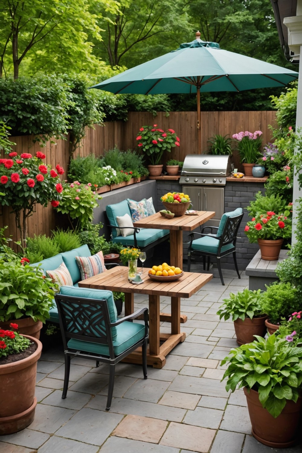 Garden-to-Table Dining Area with Built-In Grill