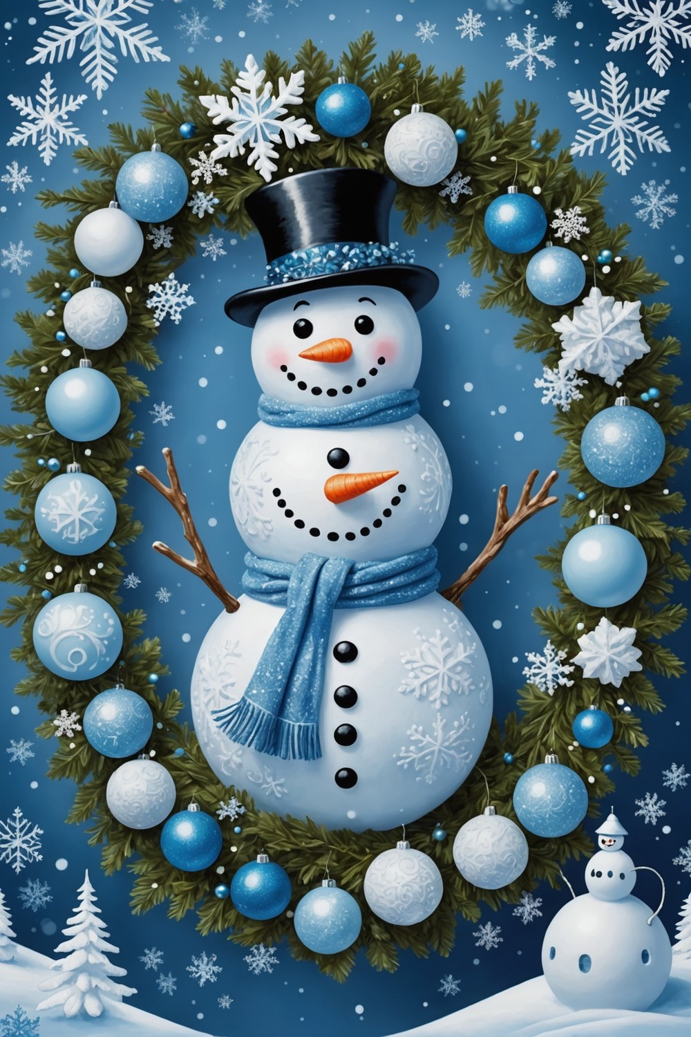 Icy Blue Snowman Wreath