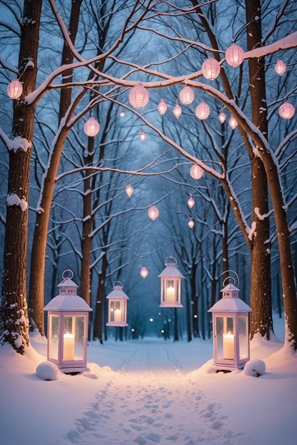 Lanterns in Winter Wonderland Colors