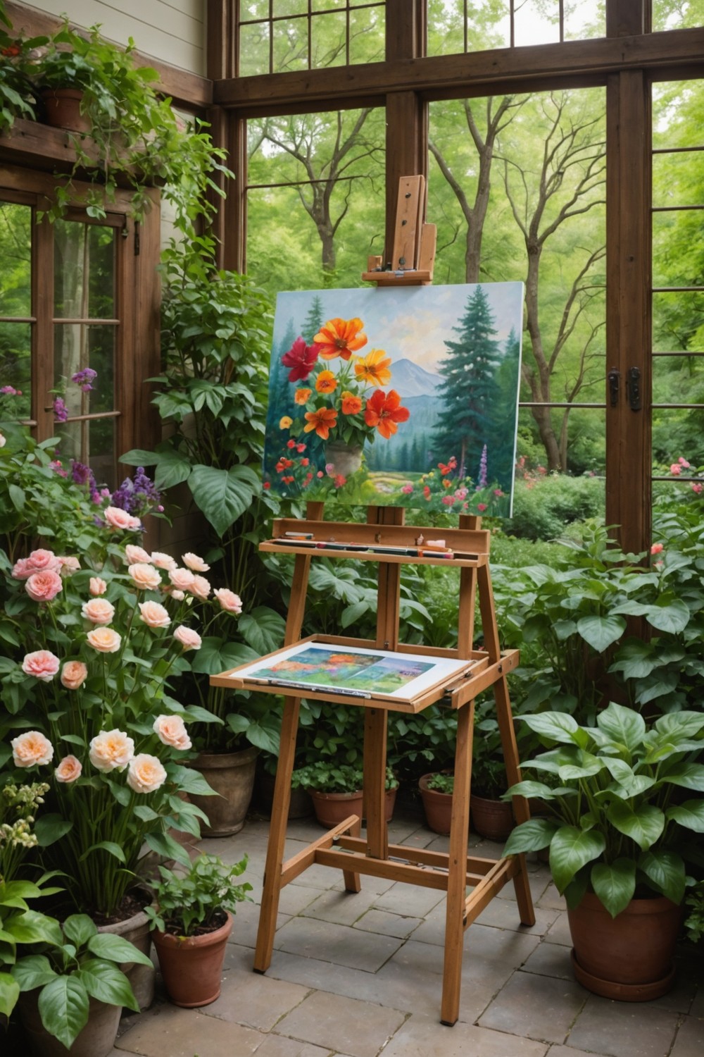 Nature-Inspired Art Studio with Outdoor Easel