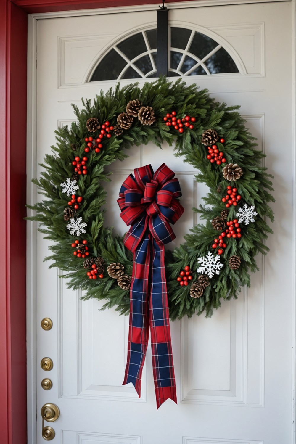 Navy and Red Plaid Wreath