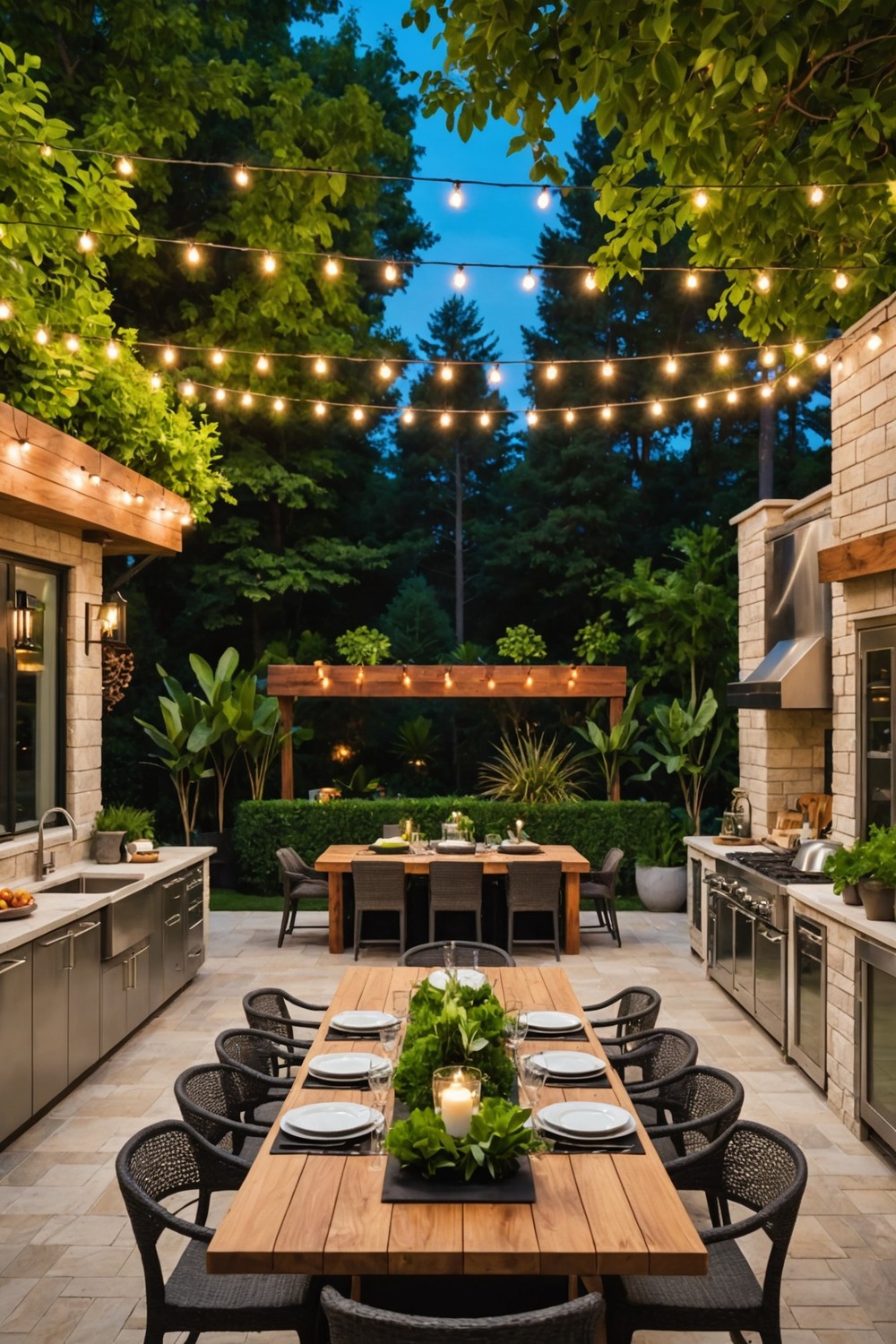 Outdoor Kitchen and Dining Area