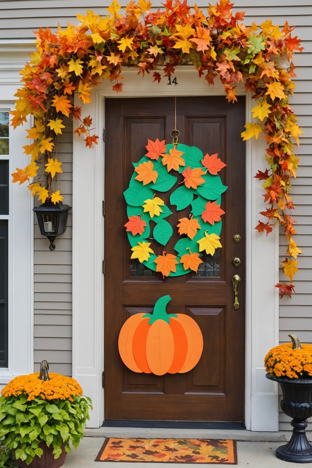 Paper Plate Pumpkin Door Hanger for Kids