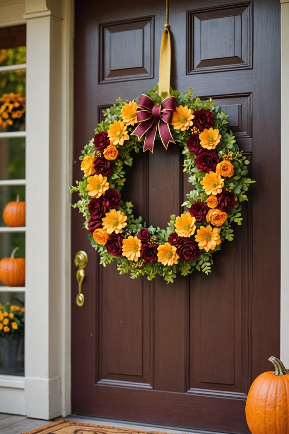 Pumpkin Shaped Wreath Door Hanger