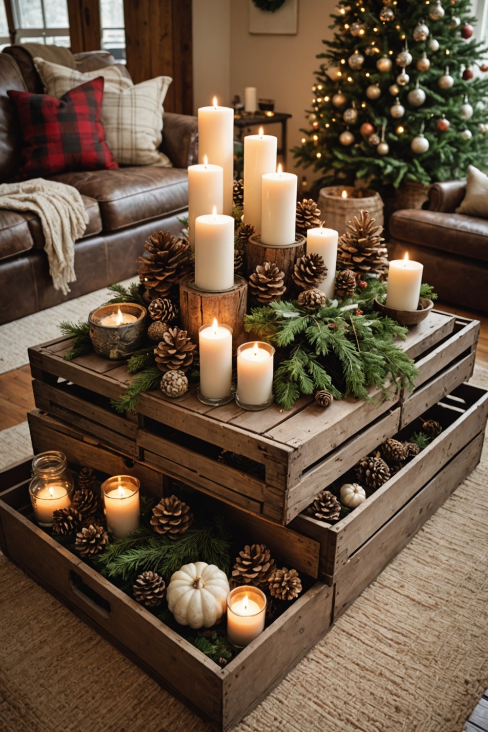 Rustic Wooden Crates as Coffee Table Decor