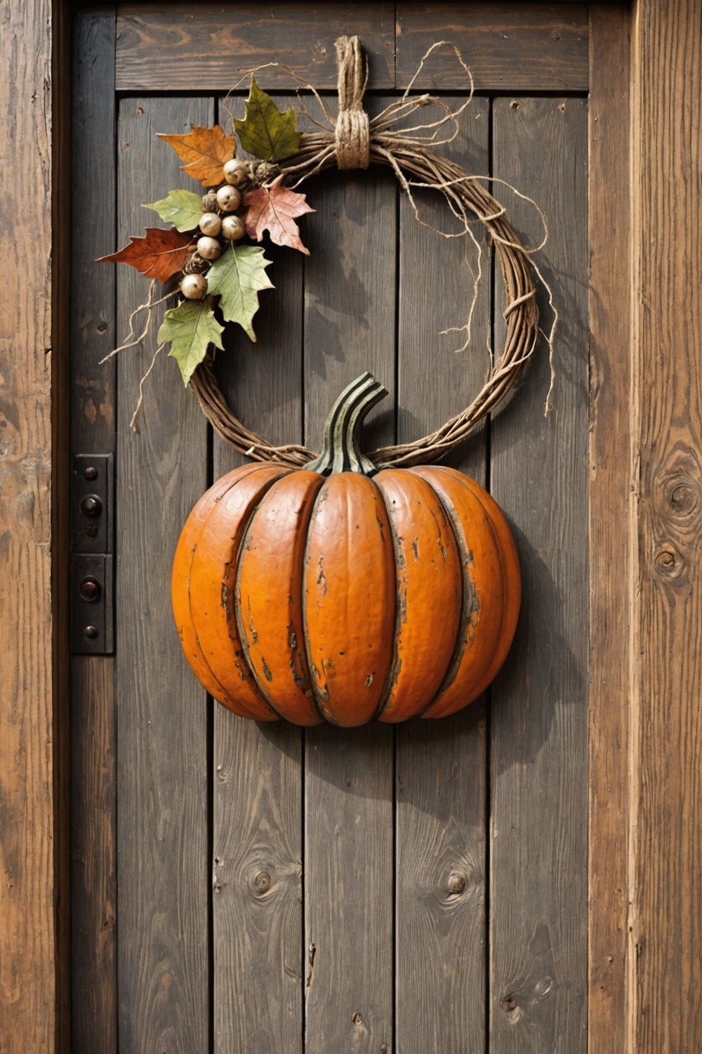 Rustic Wooden Pumpkin Door Hanger