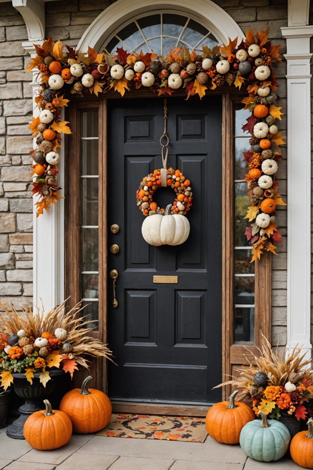 Stuffed Fabric Pumpkin Door Hanger