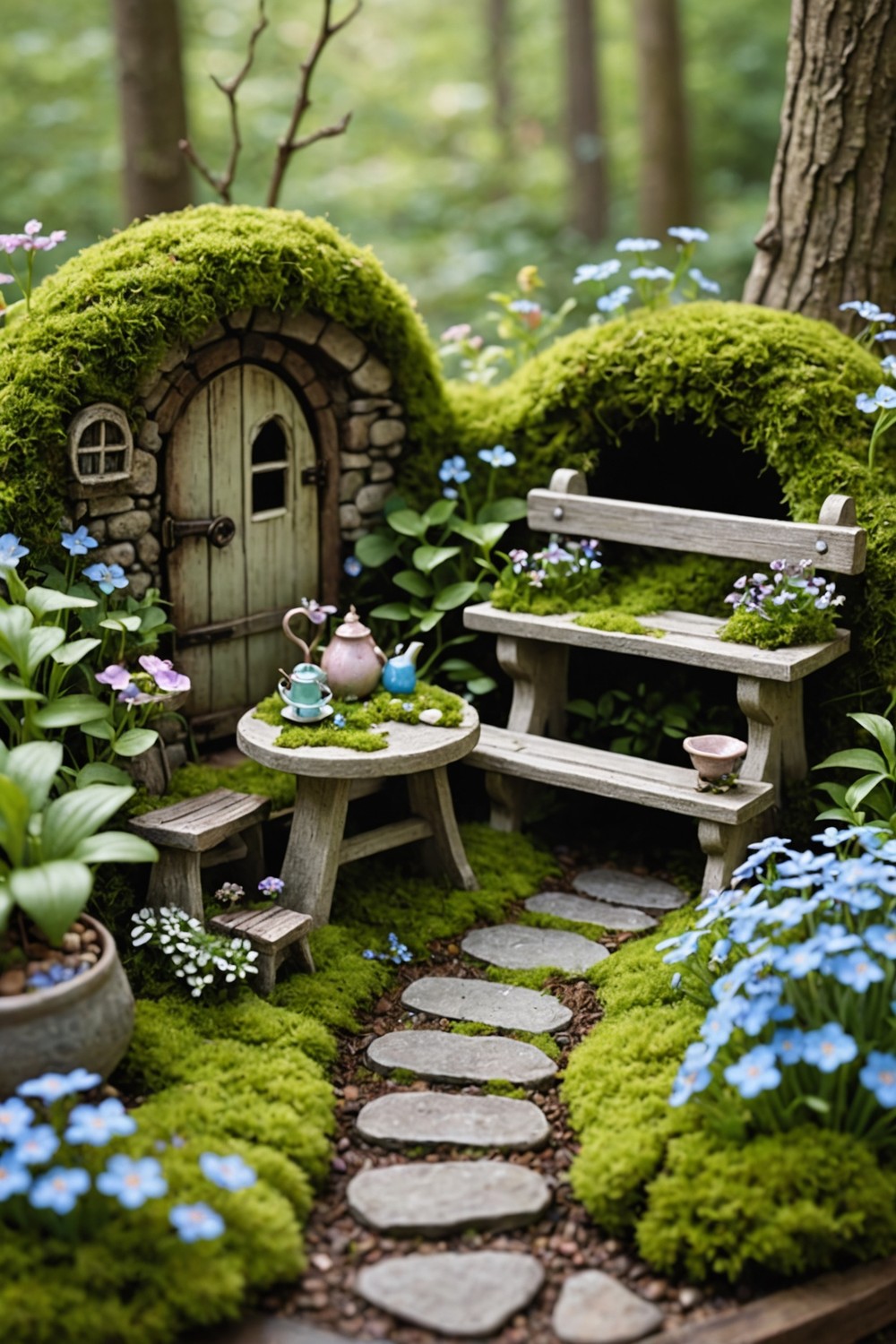 Vintage Floral Fairy Garden