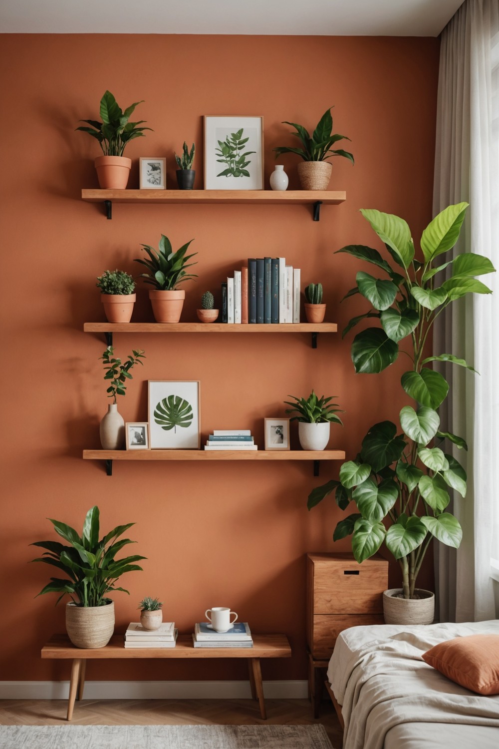 Warm Terracotta Wall Shelves