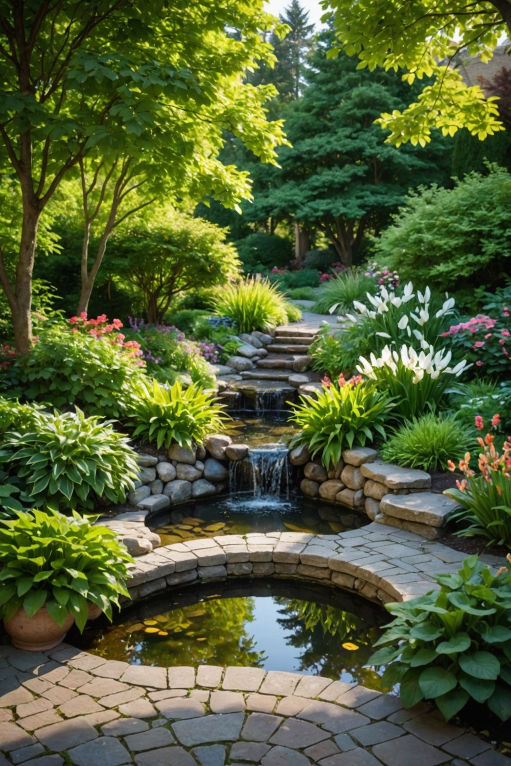 Water Feature Nook with Small Pond and Fountain