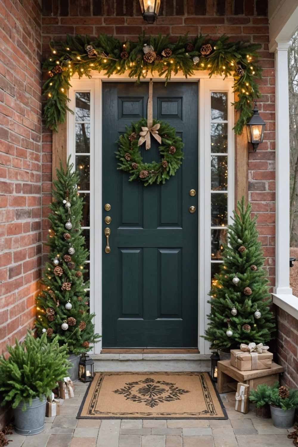 Whimsical Woodland Christmas Porch with Pinecones