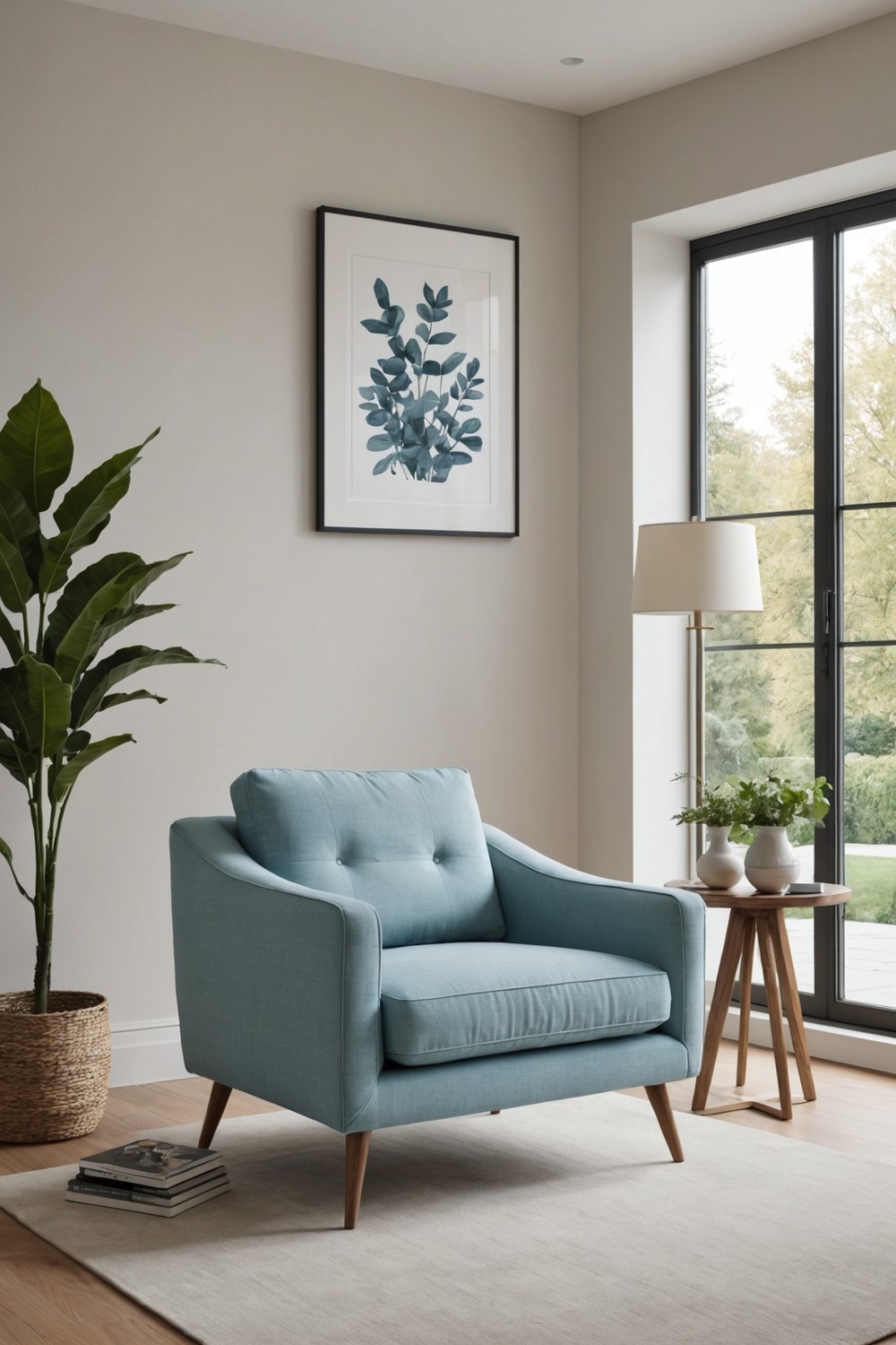 Bold Accent: Light Blue Armchair with Neutral Background