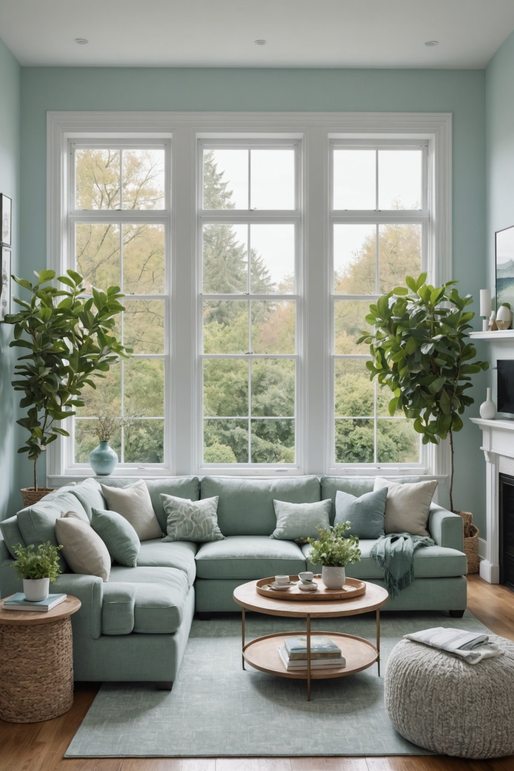 Calming Ambiance: Light Blue and Sage Green Combination