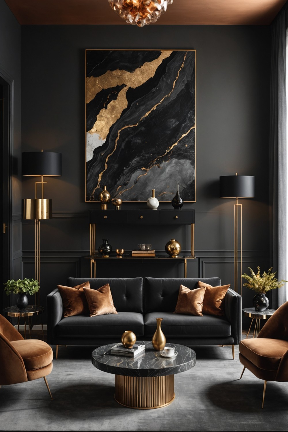 Dark Furniture with Metallic Accents