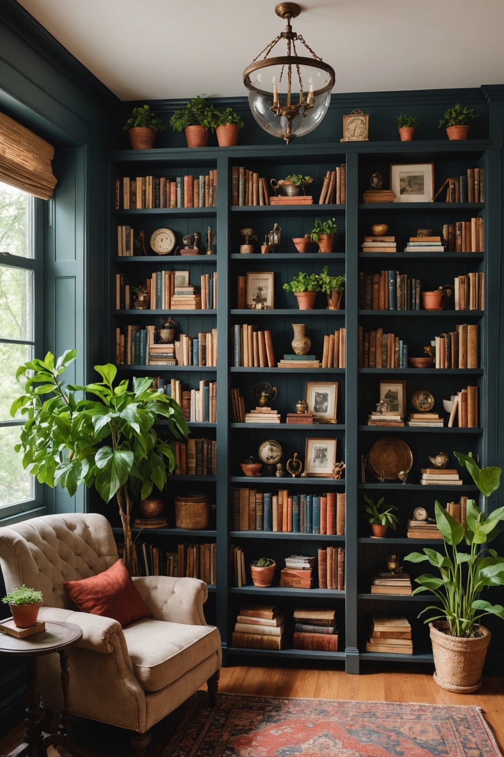 Dark Stained Bookshelves