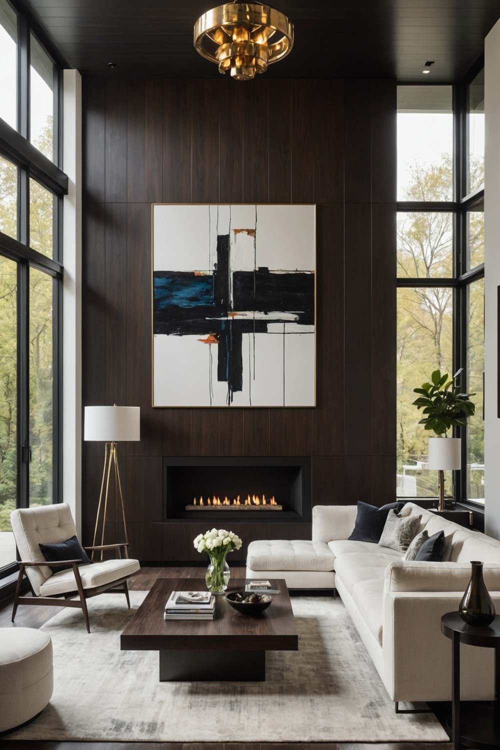 Dark Wood Paneling with Modern Twist