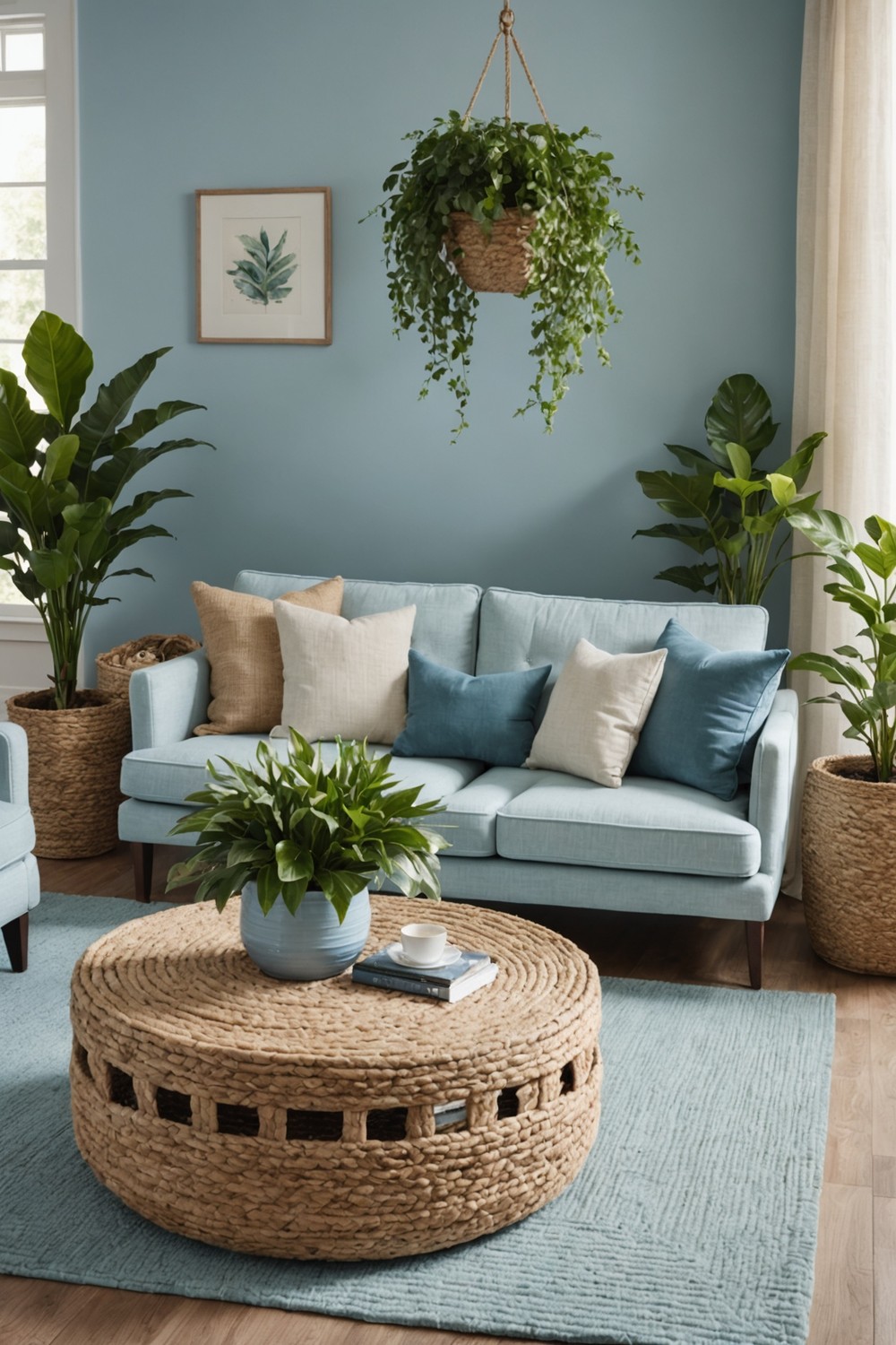 Dreamy Oasis: Light Blue Hues with Natural Textures