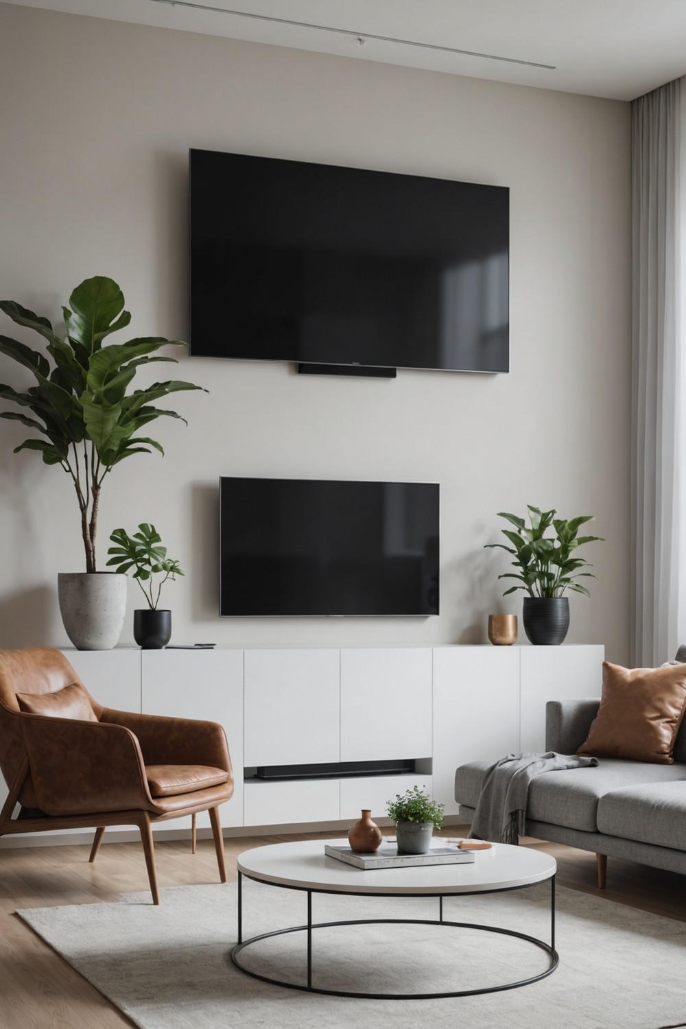 Floating TV Wall with Hidden Cables