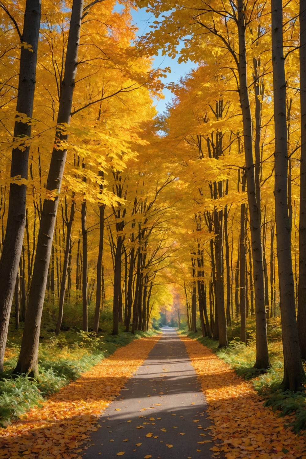 Forest Trails with Golden Leaves