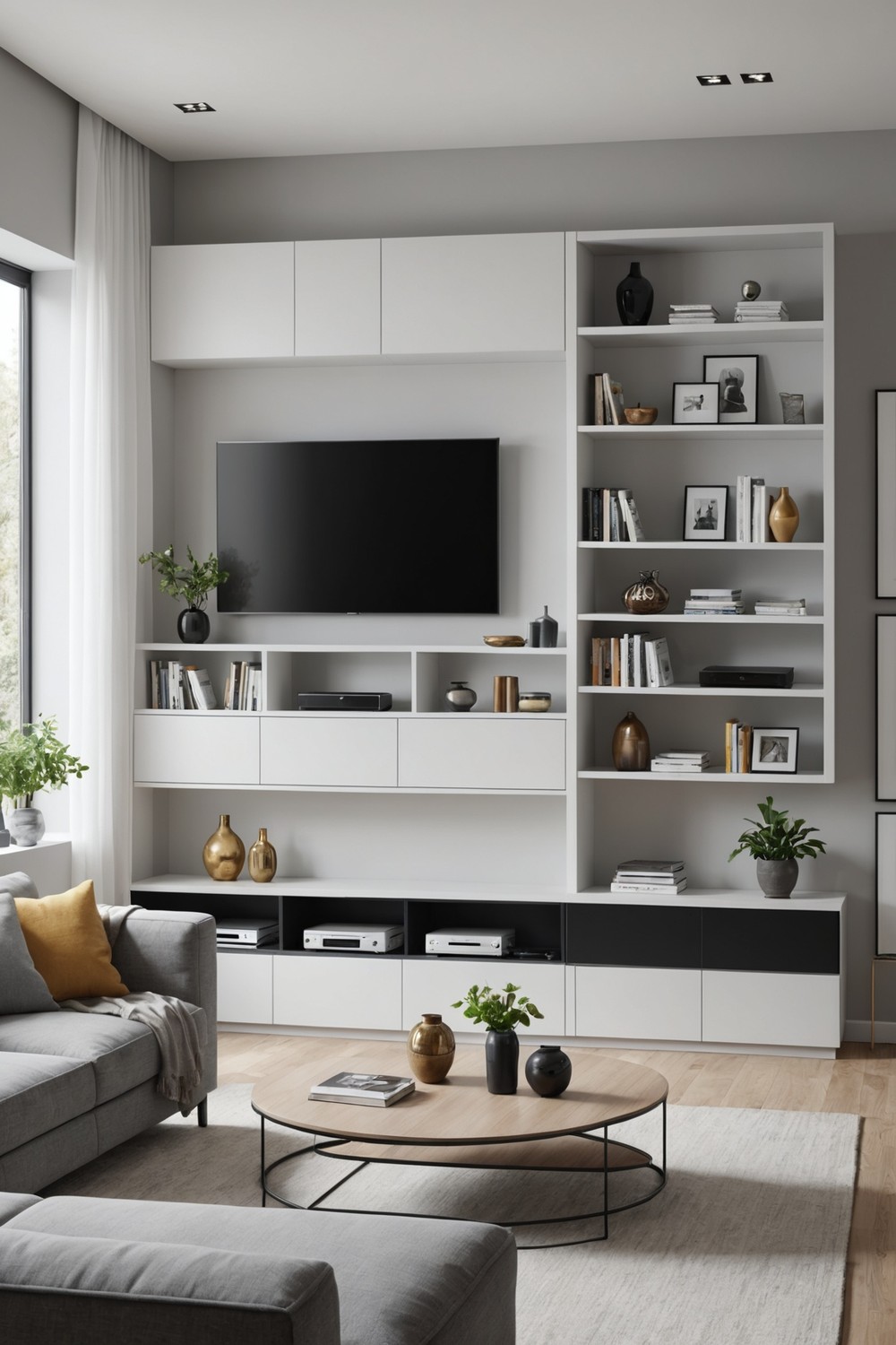 Modular TV Wall with Built-in Shelves