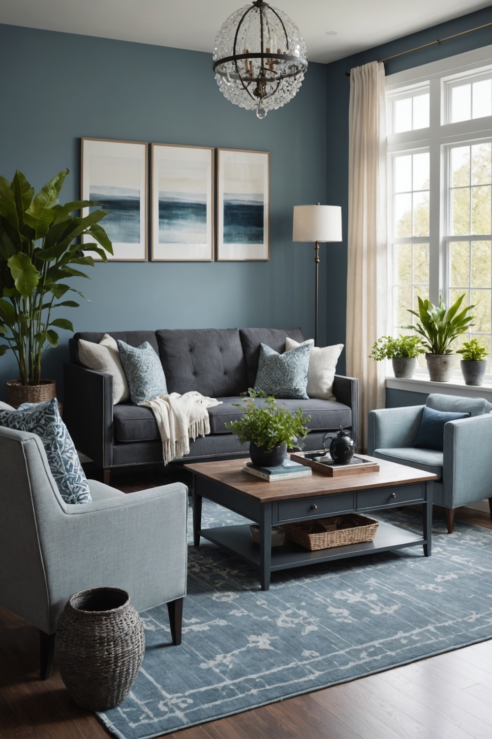 Moody Ambiance: Light Blue and Dark Gray Color Scheme