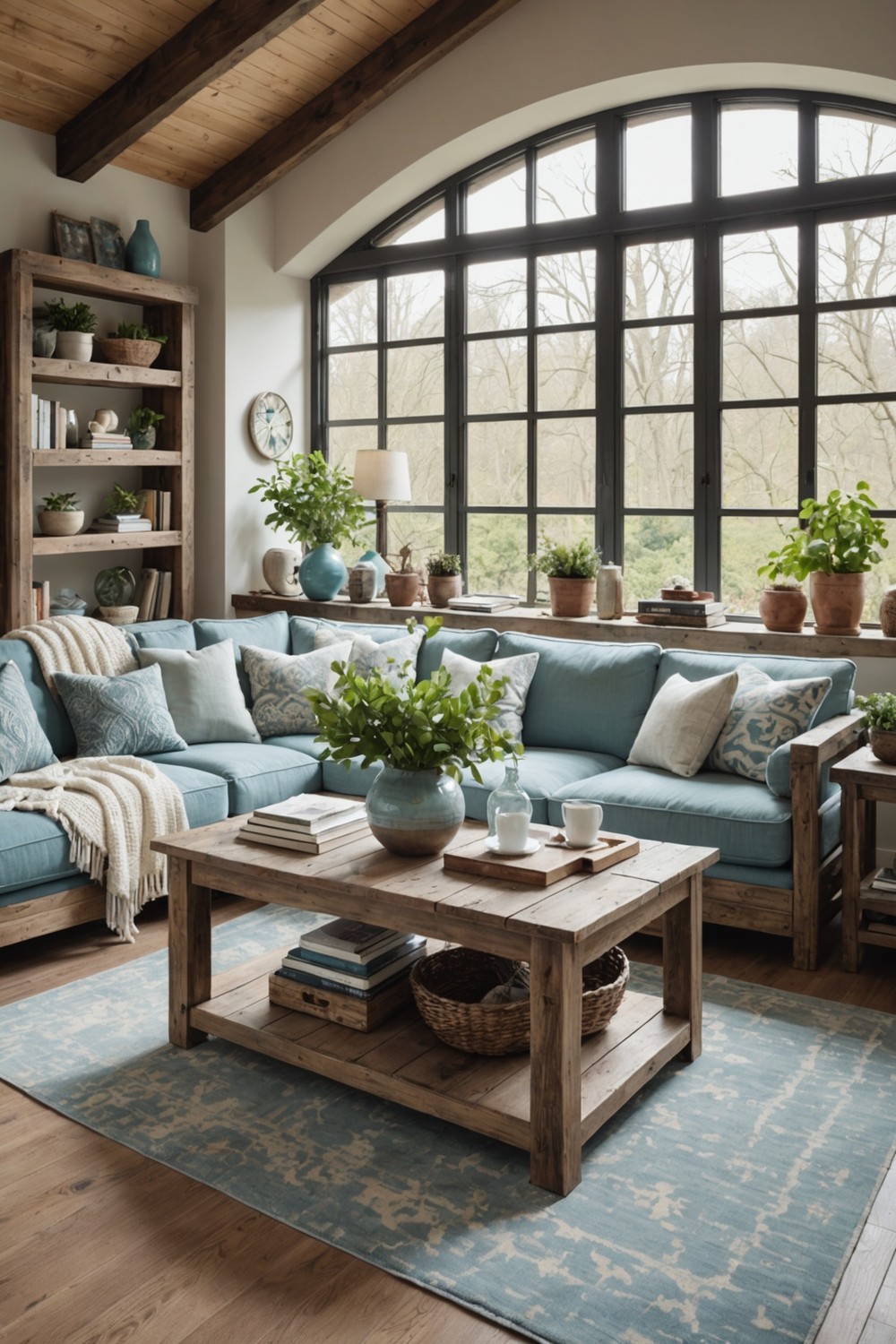 Rustic Chic: Light Blue and Distressed Wood Accents