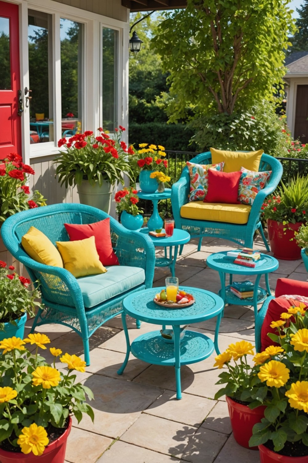 Set Up Brightly Colored Outdoor Furniture