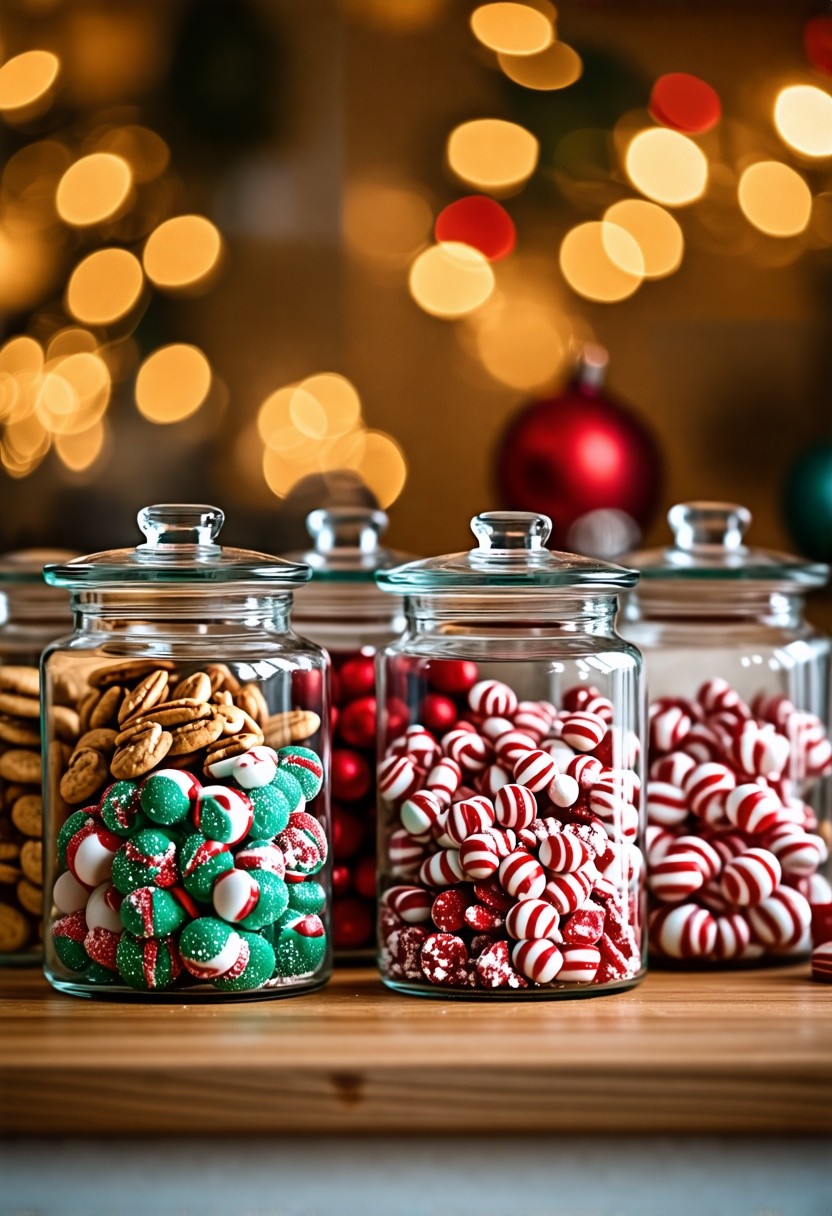 Glass Canisters Filled with Holiday Treats