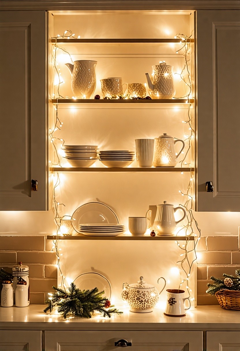 Glittering Fairy Lights Inside Cabinets