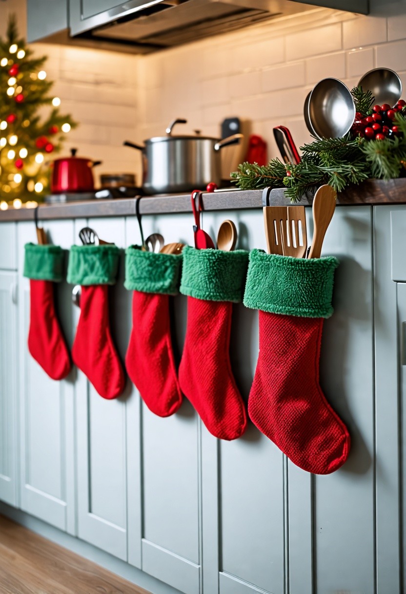 Hanging Stockings for Kitchen Utensils