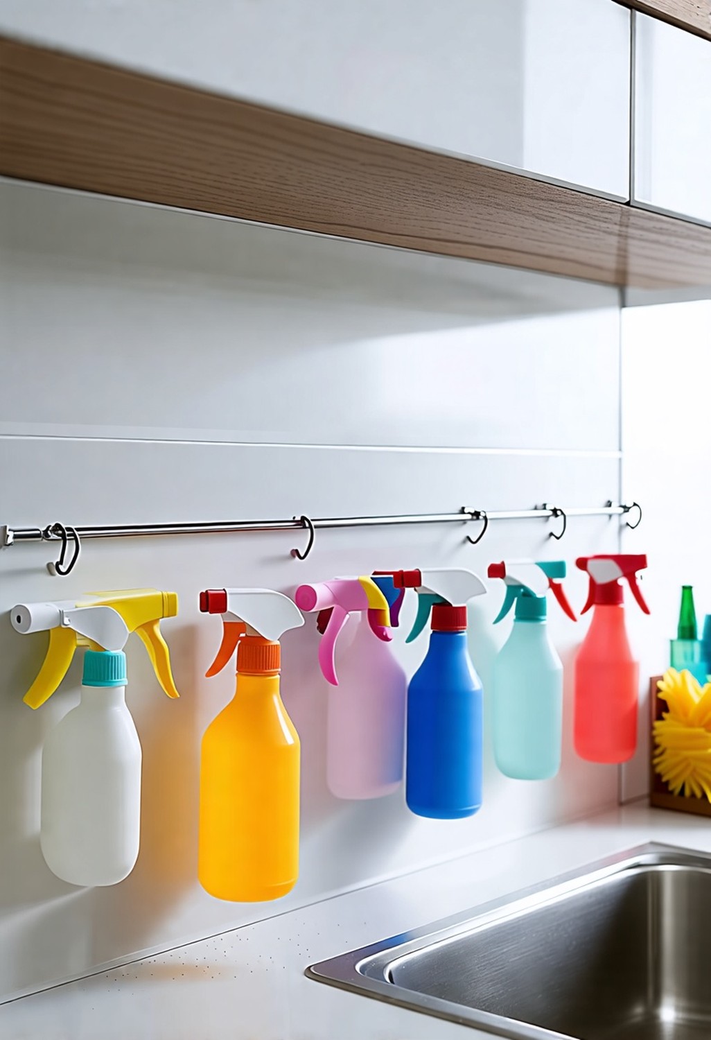 Use a Tension Rod for Cleaning Supplies