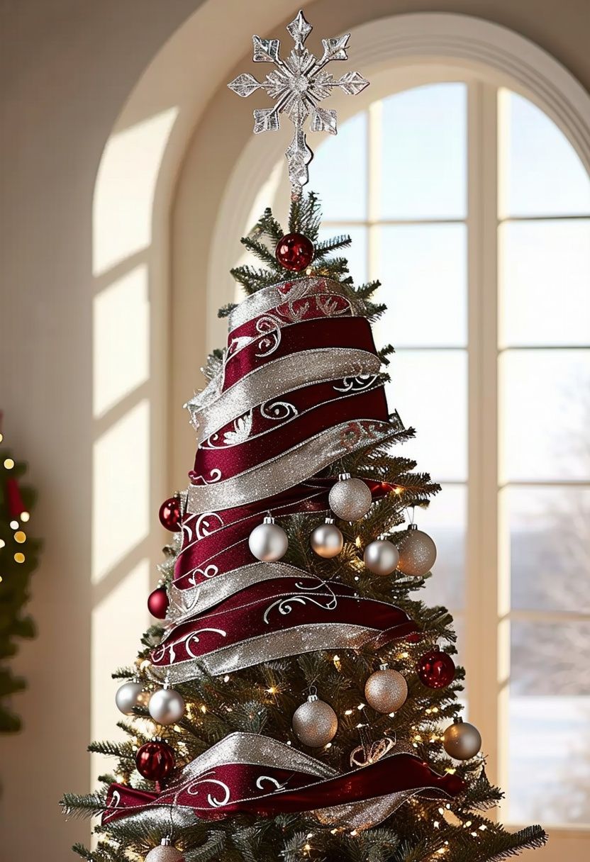 Burgundy and Silver Tree Topper