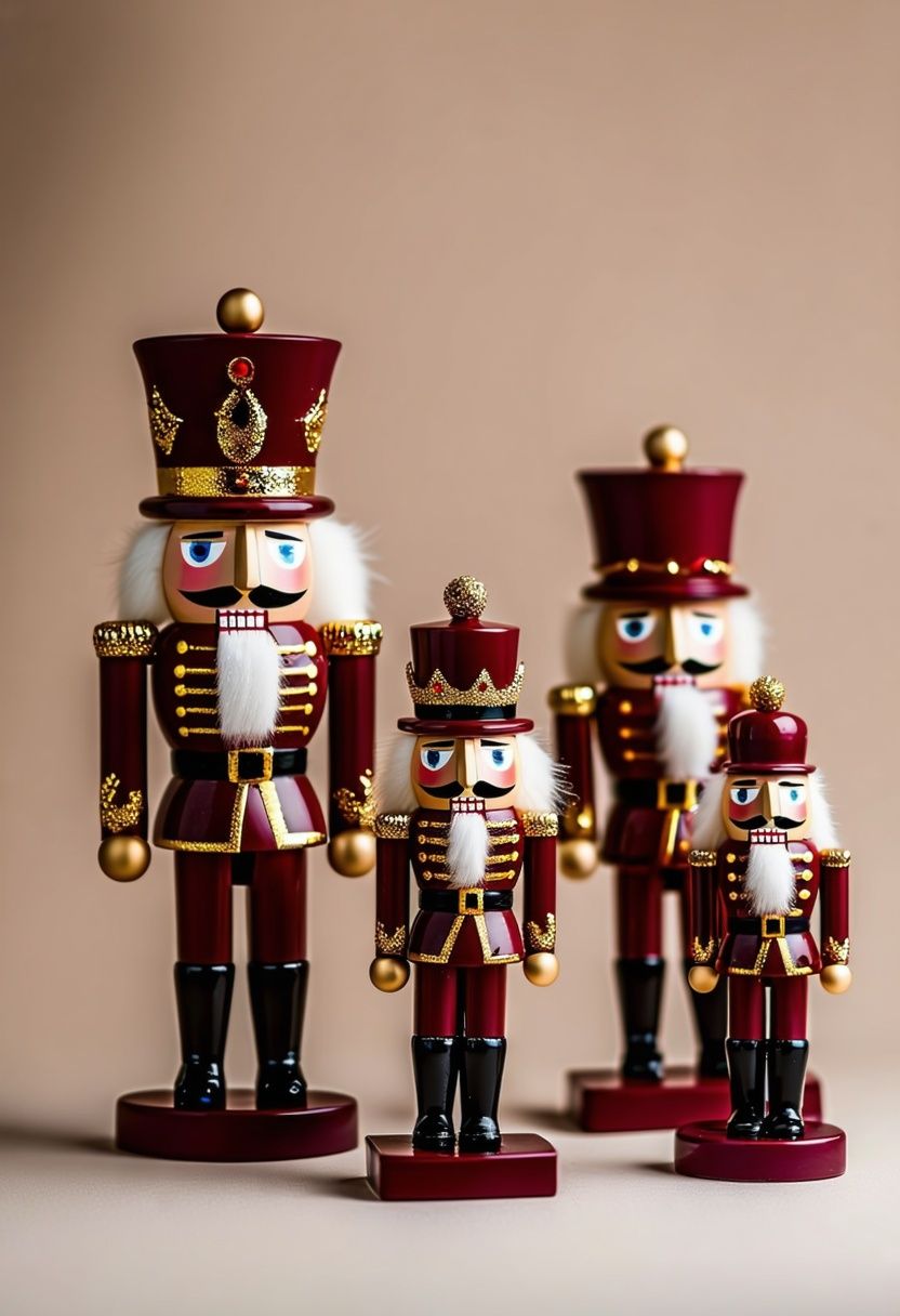 Burgundy Nutcracker Figurines