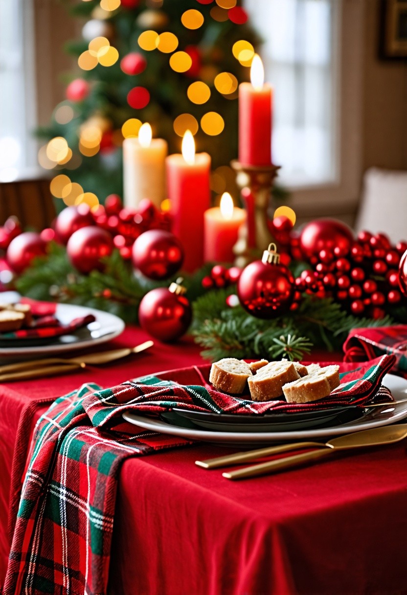 Festive Red and Plaid Settings