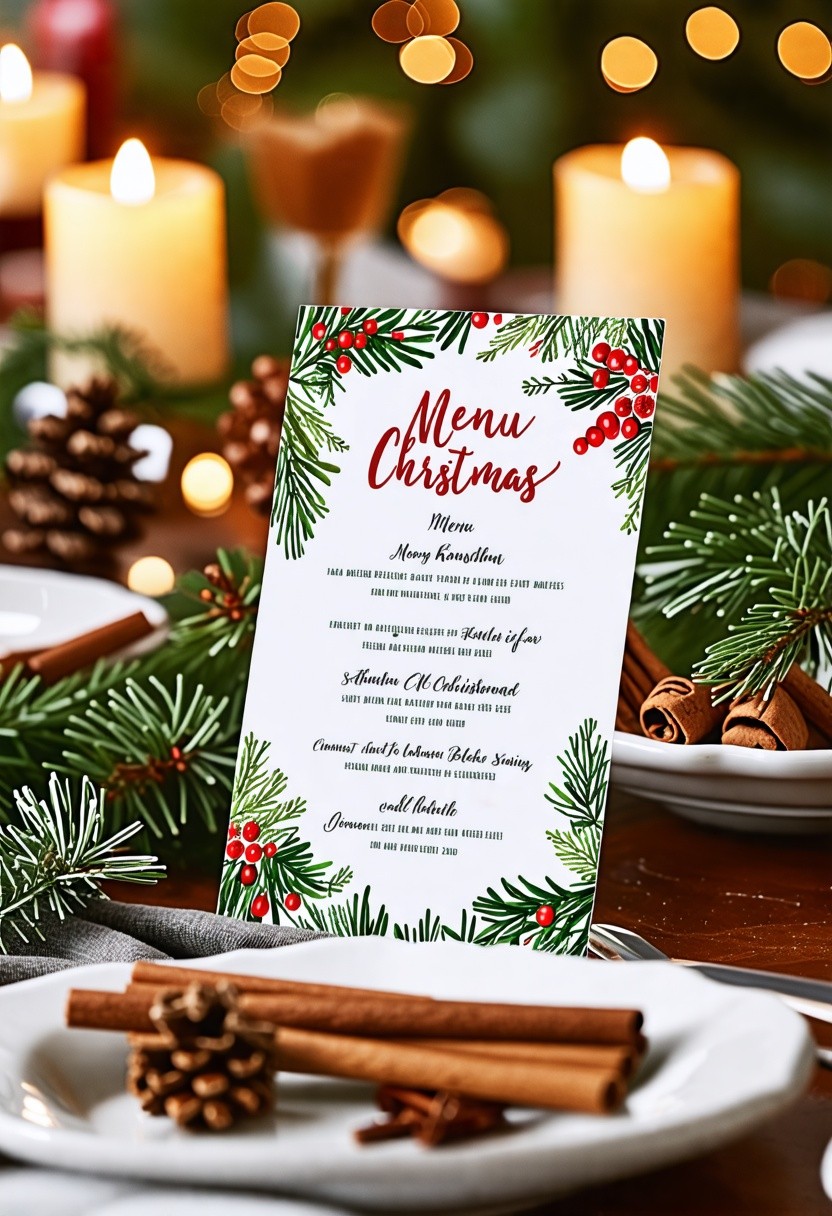 Handwritten Merry Christmas Menu Cards