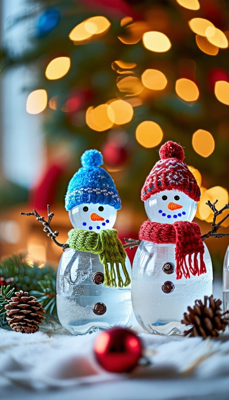 Recycled Bottle Snowmen