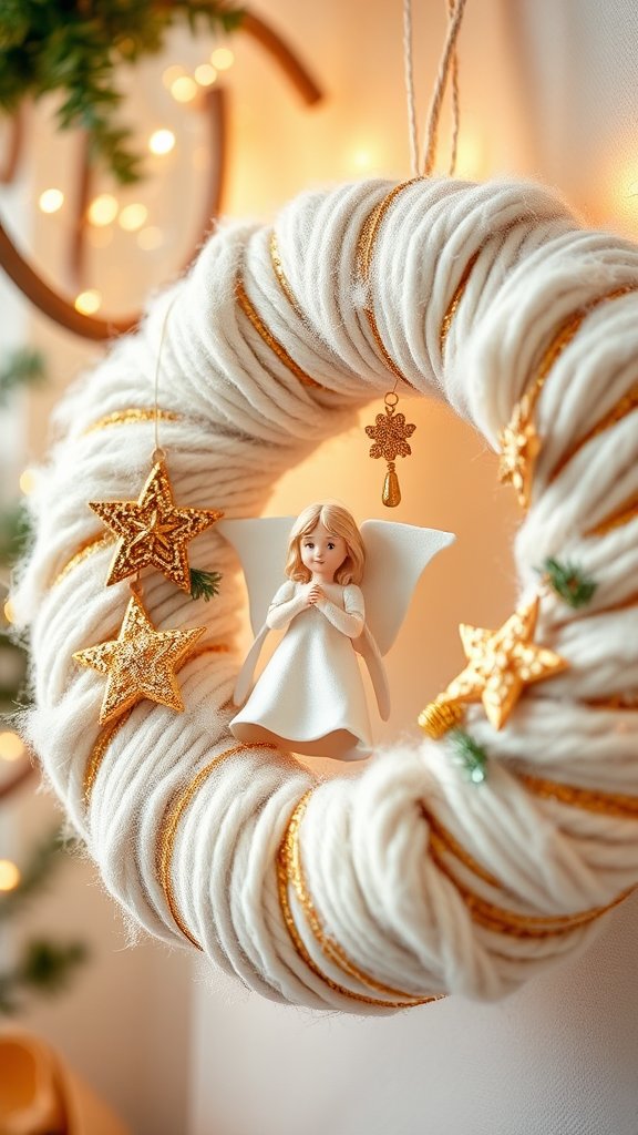 Angel or Star Themed Yarn Wreath