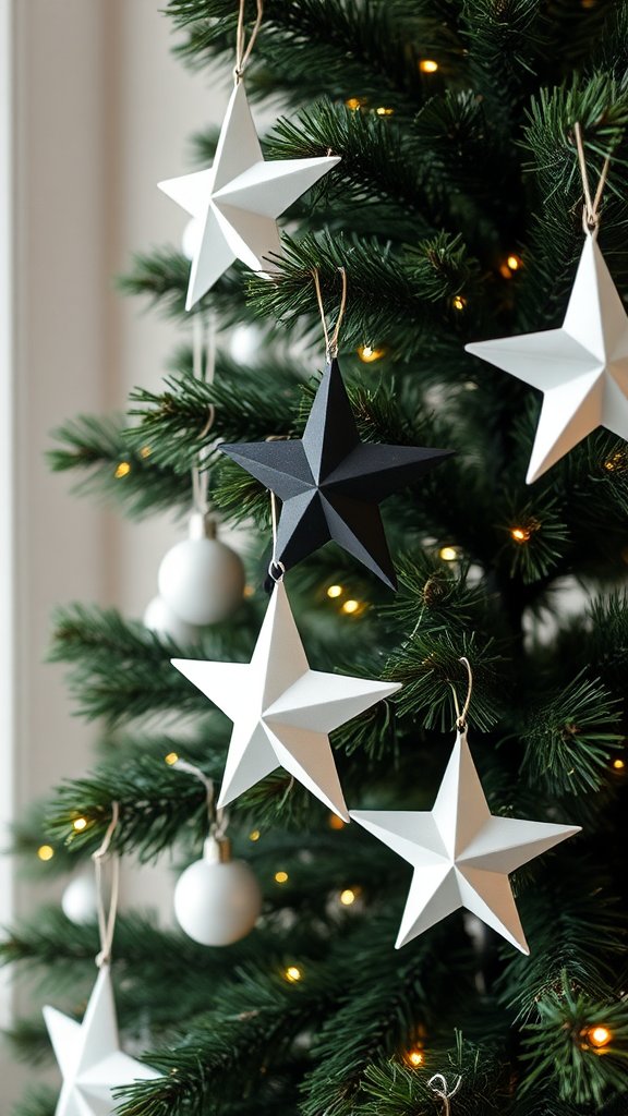 Black and White Star Ornaments