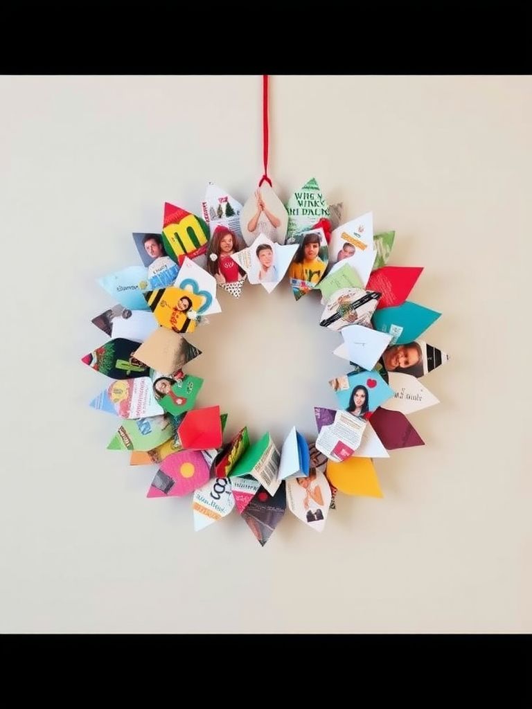 Christmas Wreaths with Old Magazines